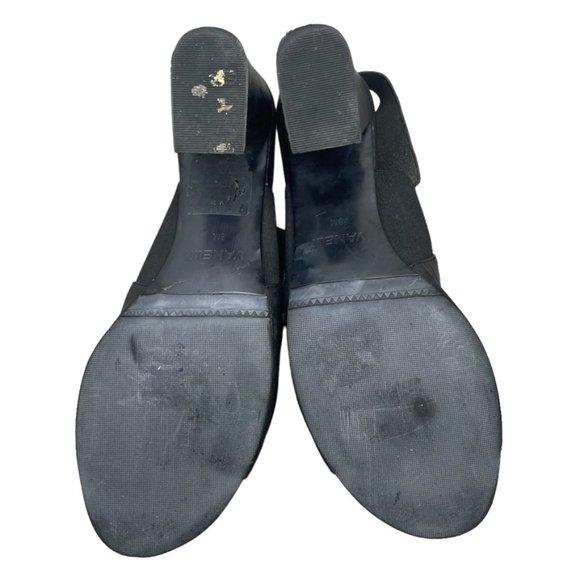 Van Eli Black Leather Open Toe Block Heel Elastic Slingback Sandals Size 8M - Picture 7 of 9